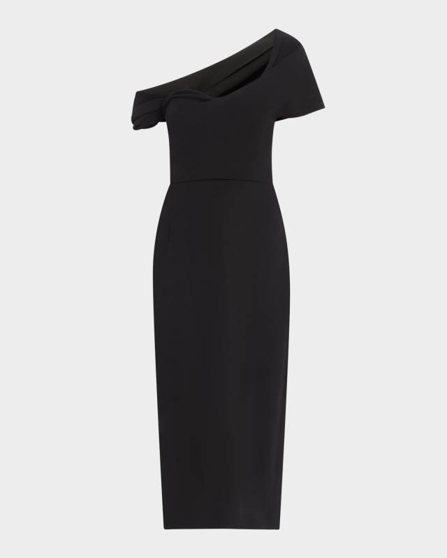 Draped Off-The-Shoulder Midi Dress