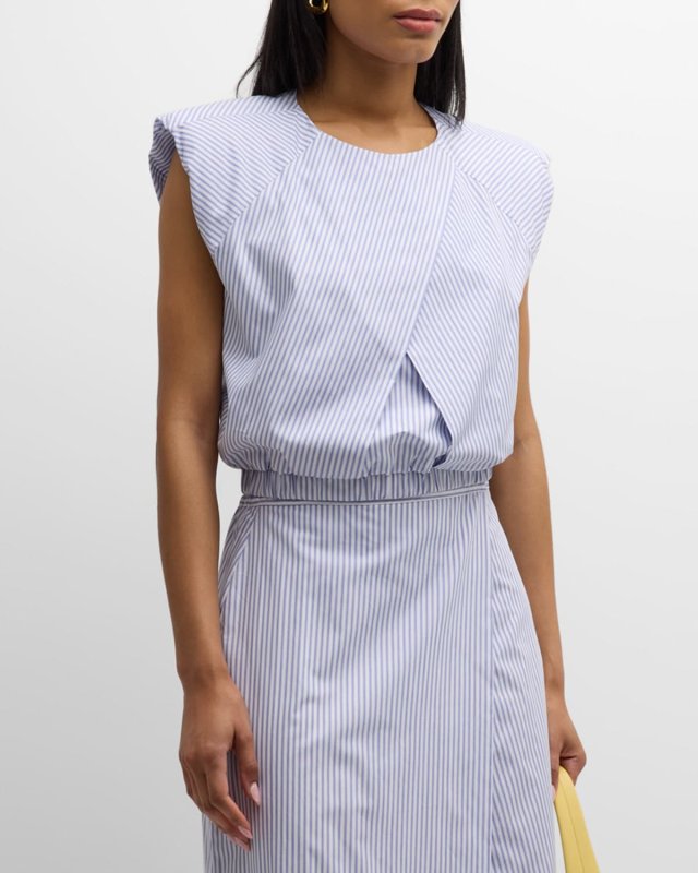 Sydney Striped Cap-Sleeve Crop Top
