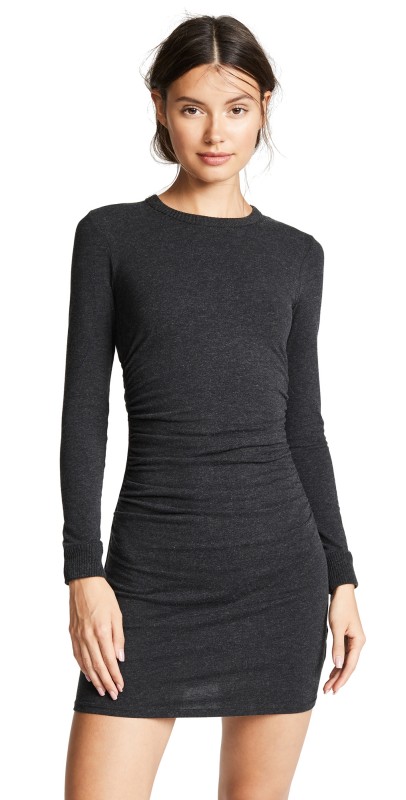 Enza Costa Ruched Mini Dress Charcoal