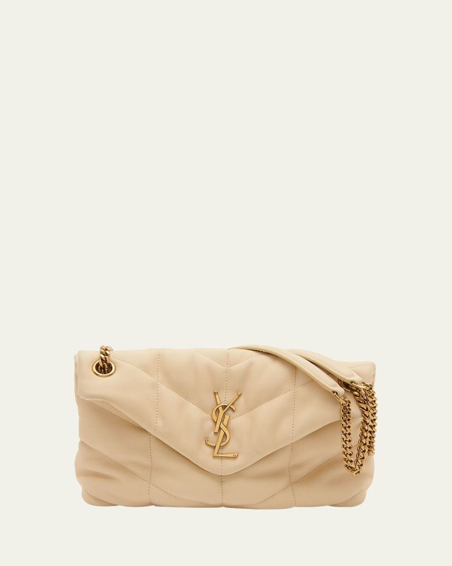 Lou Puffer Toy YSL Shoulder Bag in Quilted Nubuck