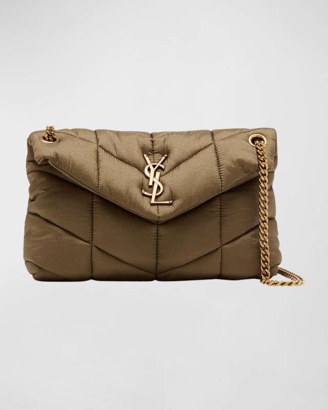 Lou Puffer Small YSL Shoulder Bag in Quilted Nylon