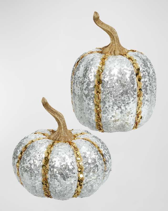 Sequined Halloween Pumpkins, Set of 2