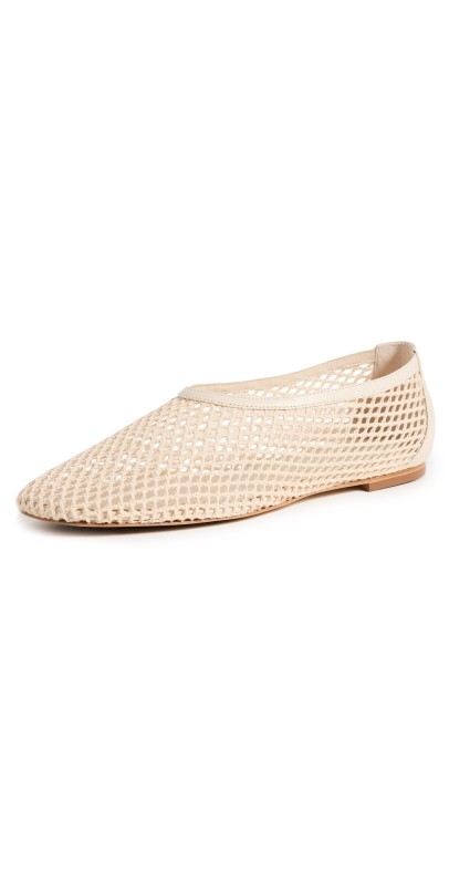 Reformation Brit Crochet Ballet Flats Ivory Crochet
