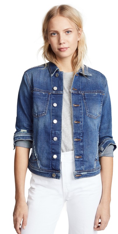 L'AGENCE Celine Slim Fit Distressed Jacket Authentique Distressed