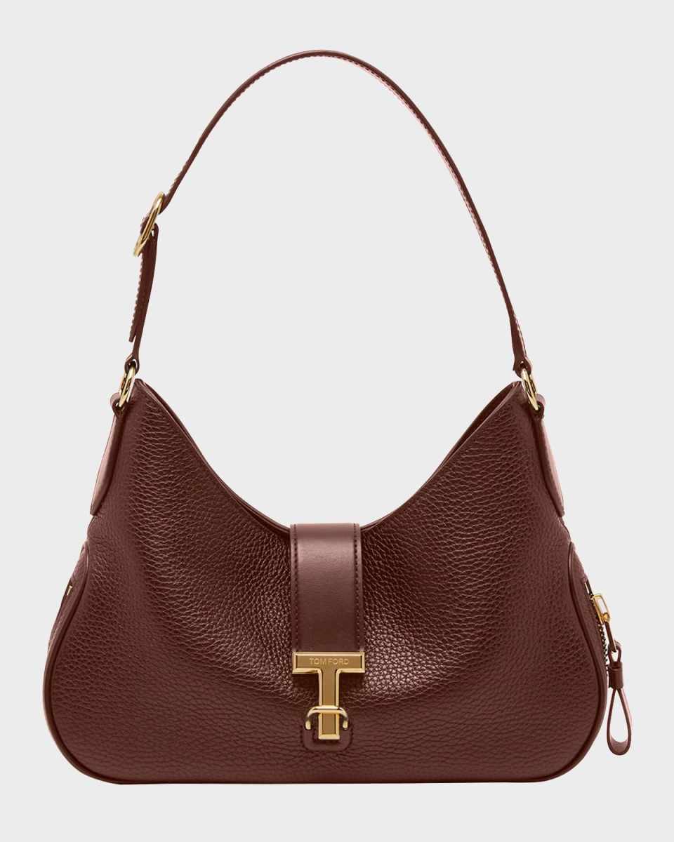 Monarch Medium Zip Grain Leather Hobo Bag