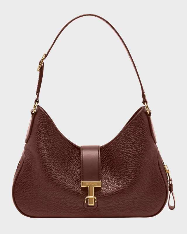 Monarch Medium Zip Grain Leather Hobo Bag
