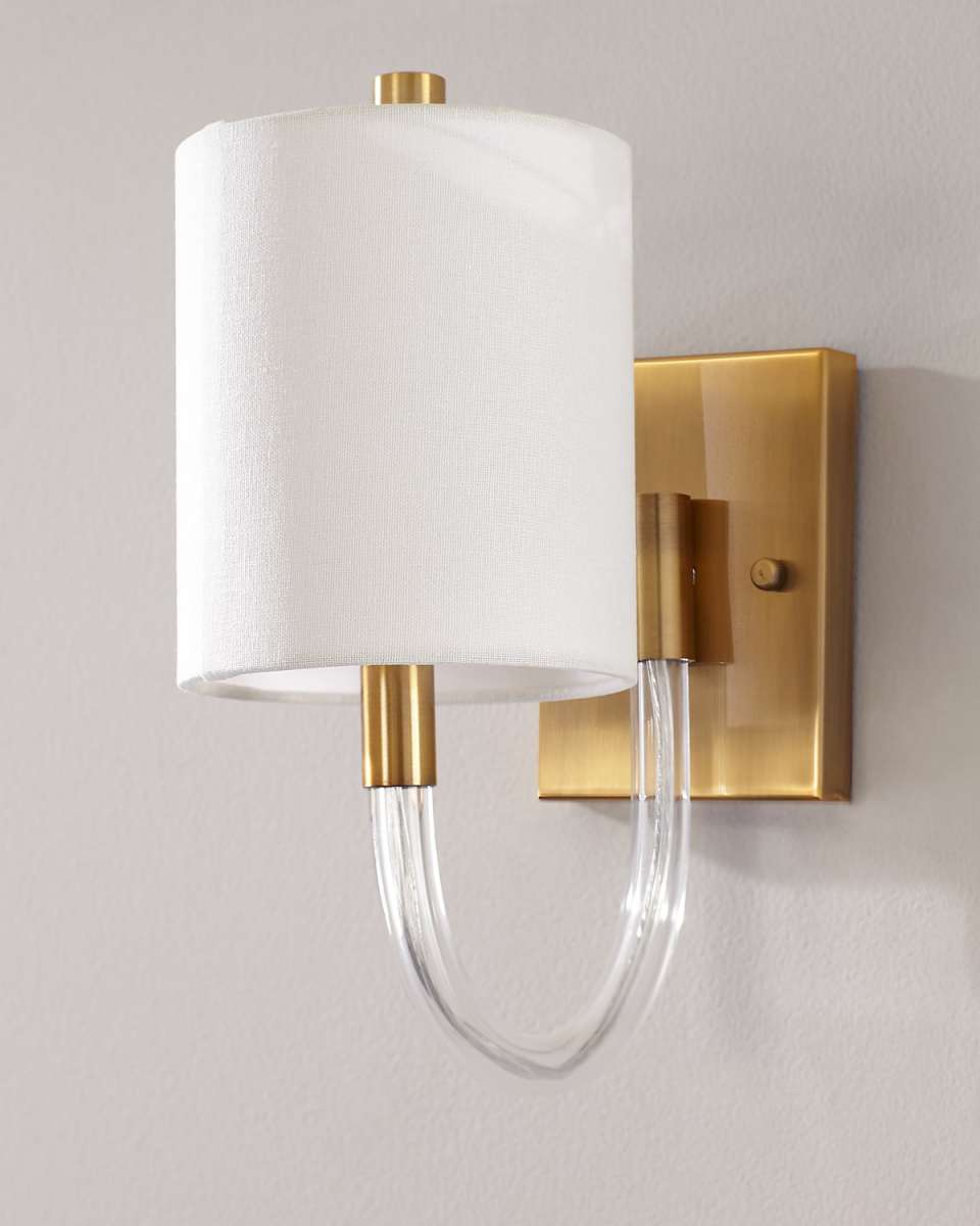 Antiqued Brass Wall Sconce with Acrylic Neck
