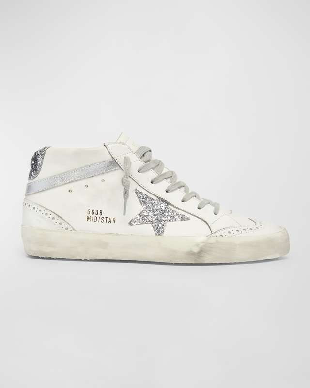 Mid Star Classic Glitter Leather Sneakers