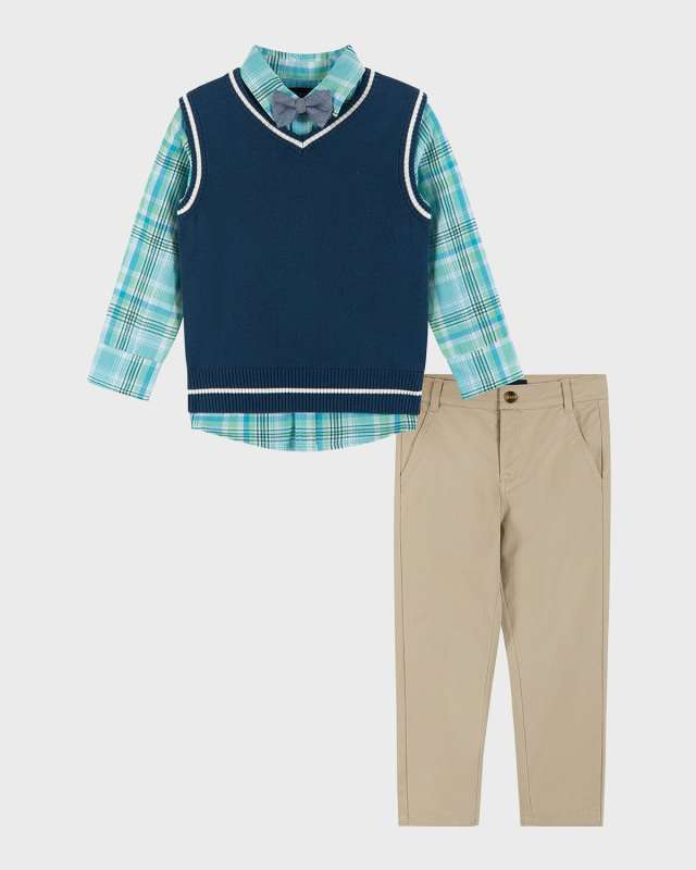Boy's Four-Piece Sweater Vest Set, Size 2T-8
