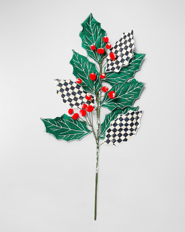 Cozy Christmas Holly Spray Stem
