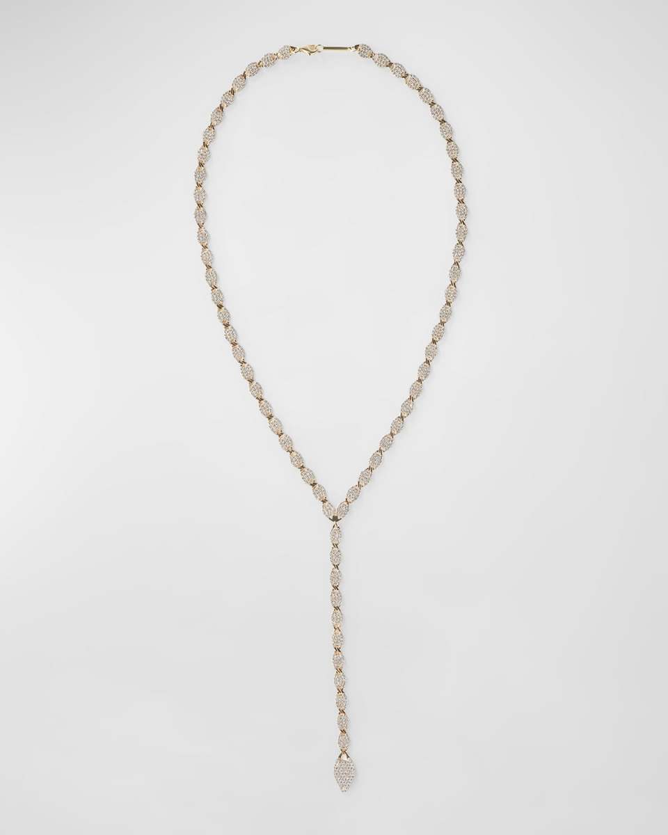 14k Gold Flawless Nude Diamond Link Lariat Necklace