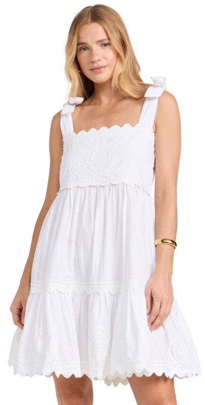 Juliet Dunn Poplin Tie Shoulder Sundress White