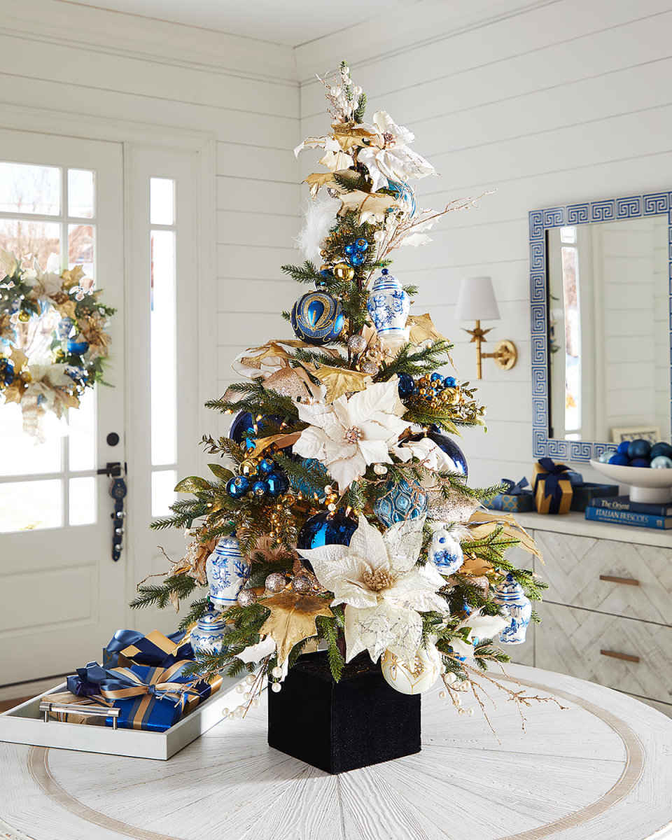 53" Blue and White Chinoiserie Christmas Tree