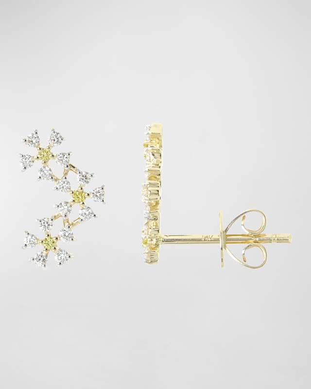 Triple Daisy Climber Earring, Single (Left)