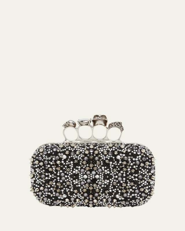 Skull Four-Ring Sequin Clutch Bag