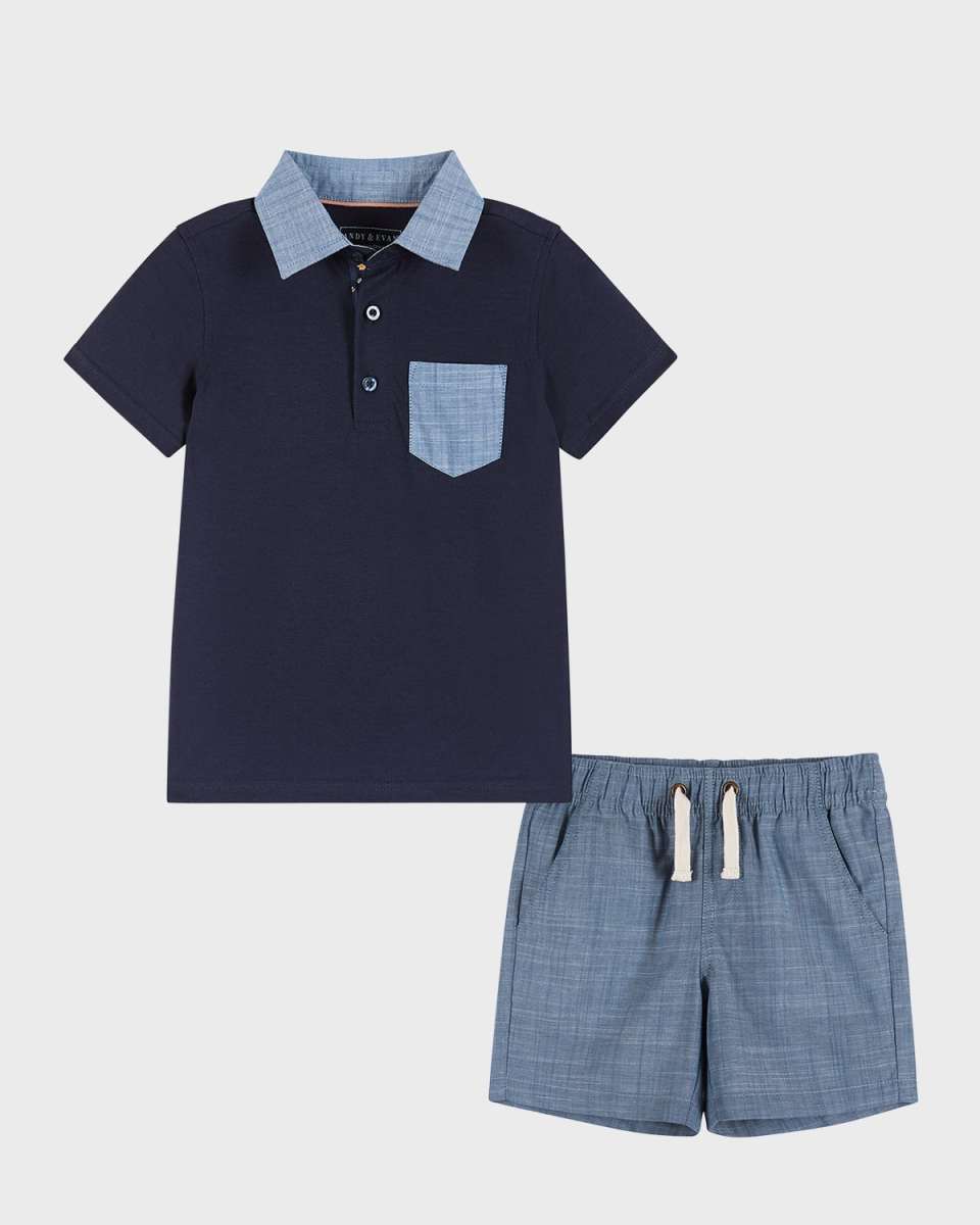 Boy's Polo Shirt & Shorts Set, Size 2T-8