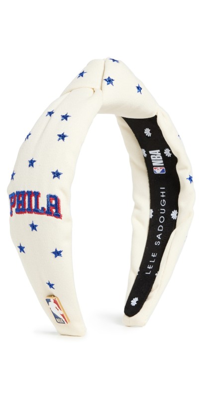 Lele Sadoughi Lele x Philadelphia 76ers Embroidered Headband Ivory 100