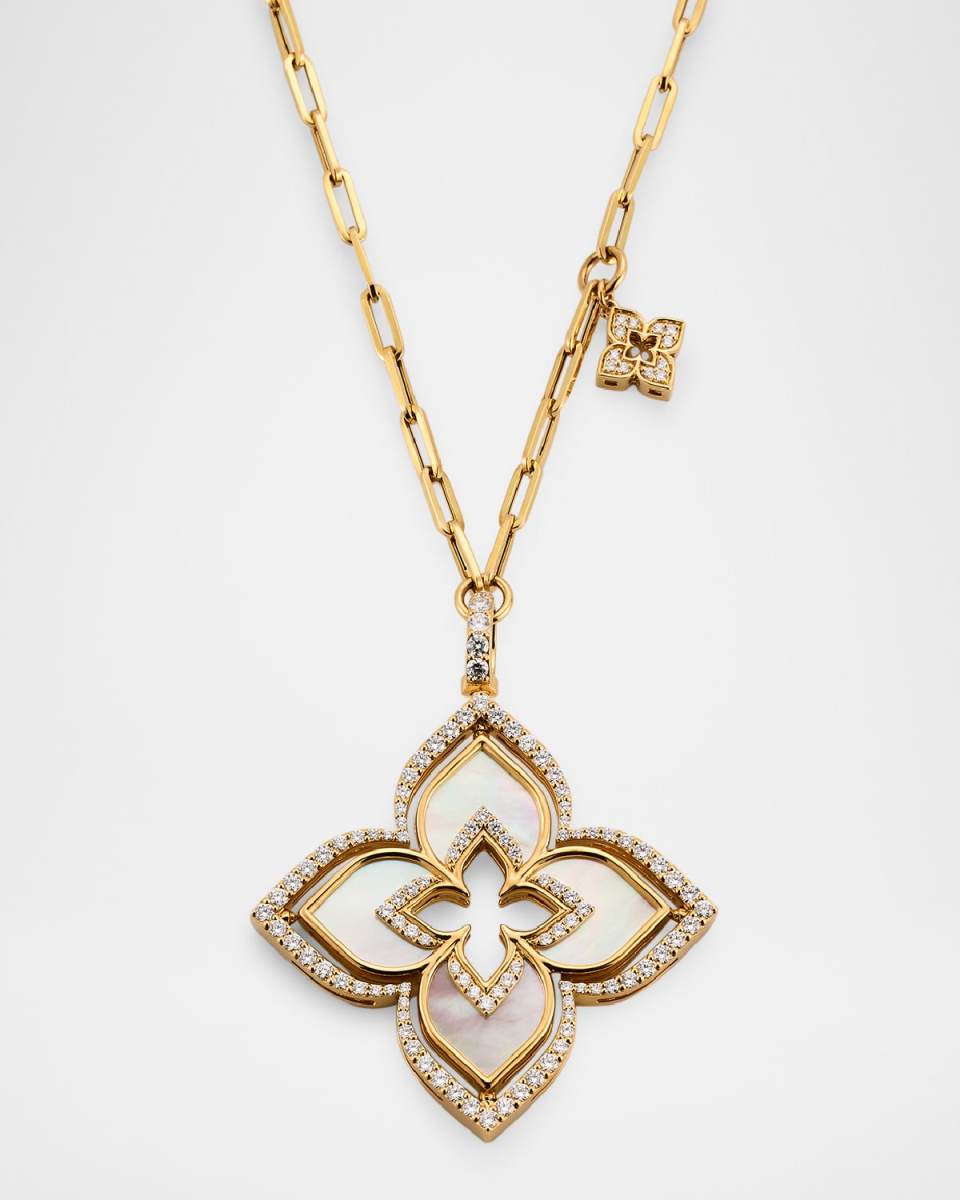 18K Yellow Gold Venetian Princess Mother-of-Pearl and Diamond Necklace