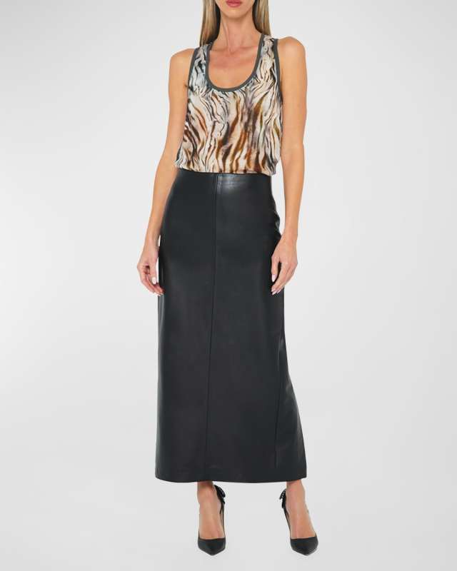 Daphne Faux Leather Midi Skirt