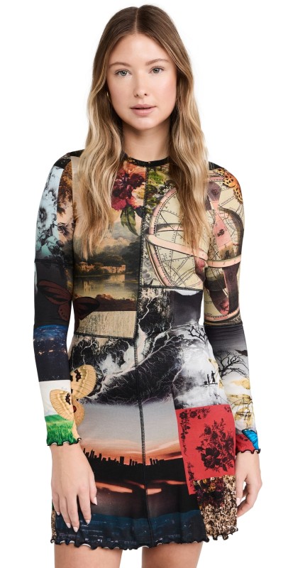alice + olivia Delora Paneled Flare Mini Dress Eco Fusion
