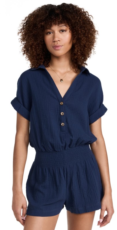 Z Supply Suntide Gauze Romper Indigo Dream