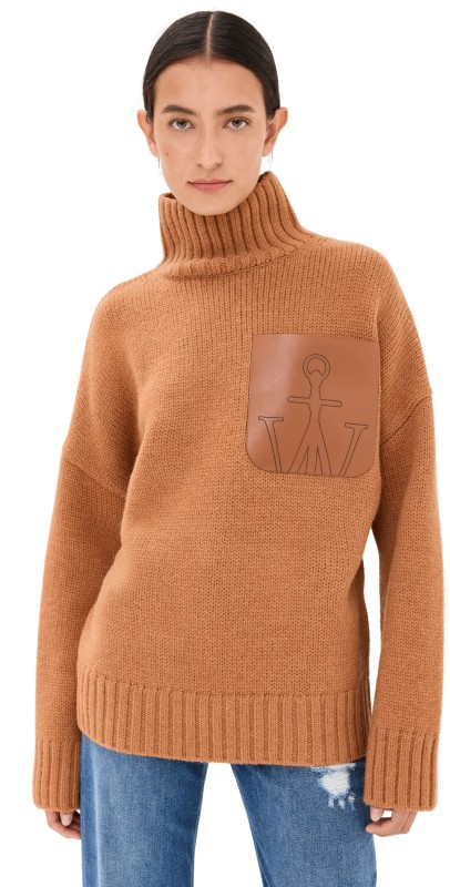 JW Anderson Leather Patch Pocket Sweater Tobacco