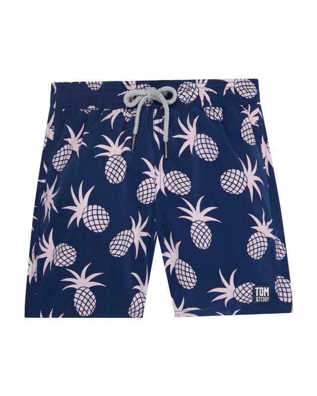 Boy's Pineapple-Print Swim Trunks, Size 1-12
