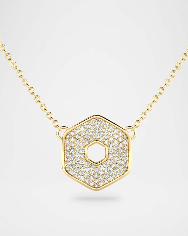 18K Gold Large Eclipse Necklace with Diamonds