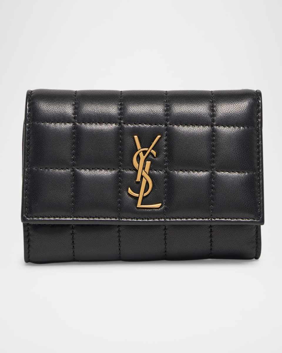 YSL Slim Trifold Wallet in Quilted Leather