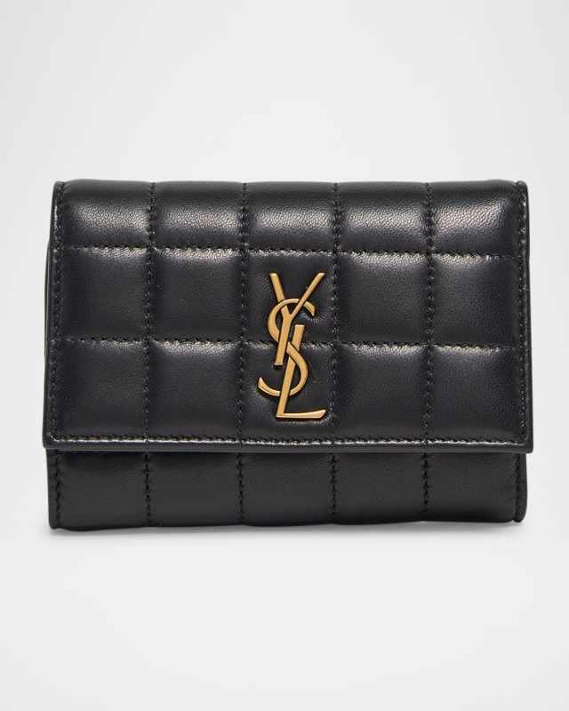 YSL Slim Trifold Wallet in Quilted Leather
