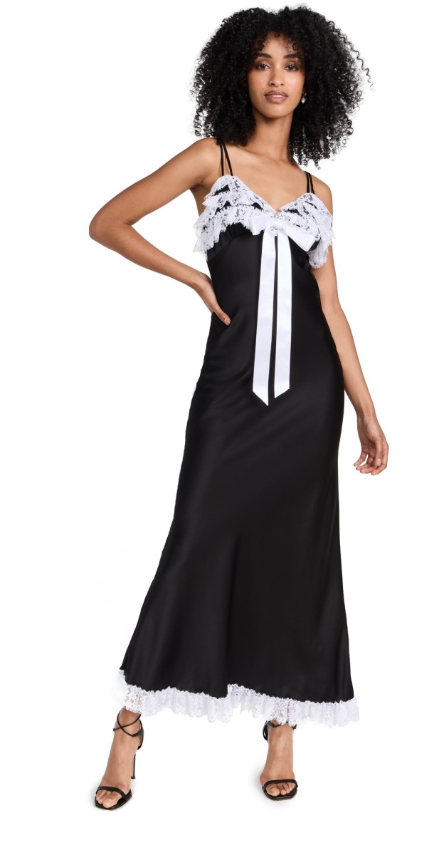 Rodarte Black Bias Slip Dress Black