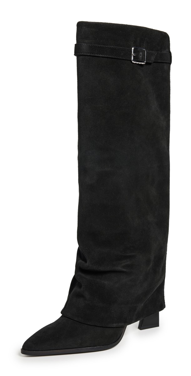 Free People Felicity Fold Over Boots Black Suede