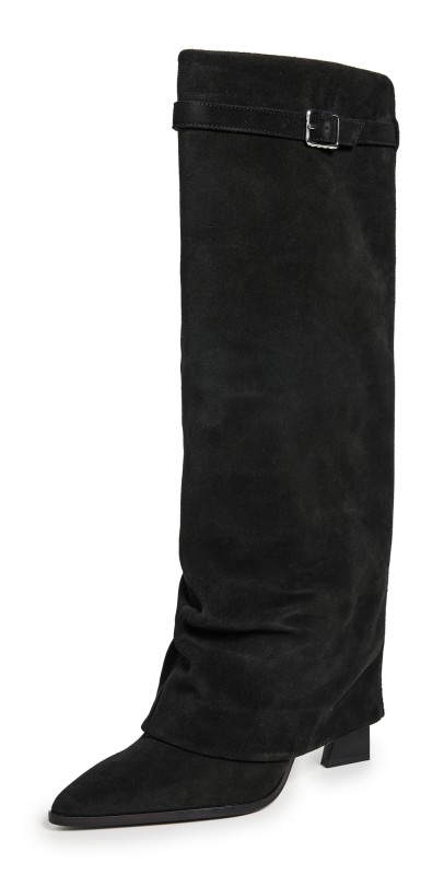 Free People Felicity Fold Over Boots Black Suede
