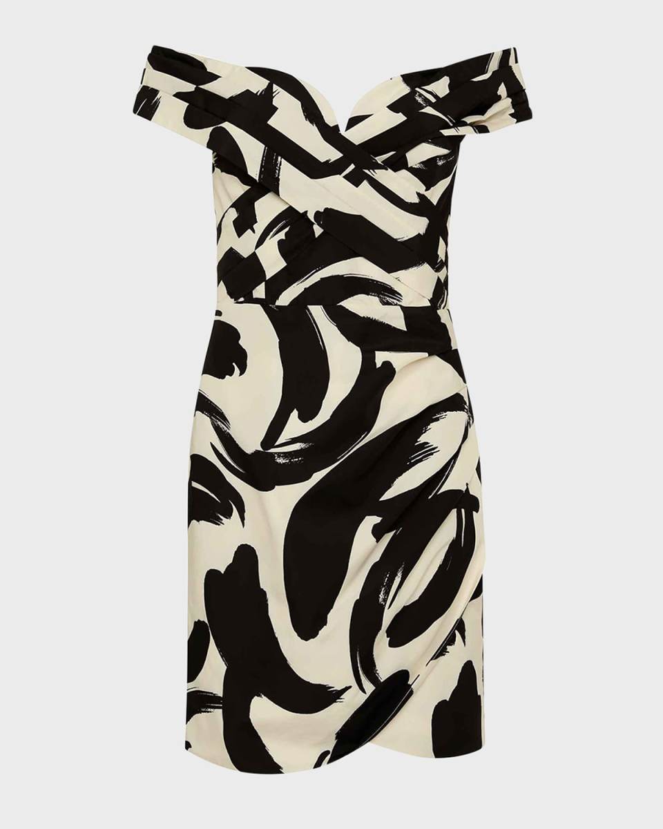 Pompidou Pleated Off-Shoulder Mini Dress