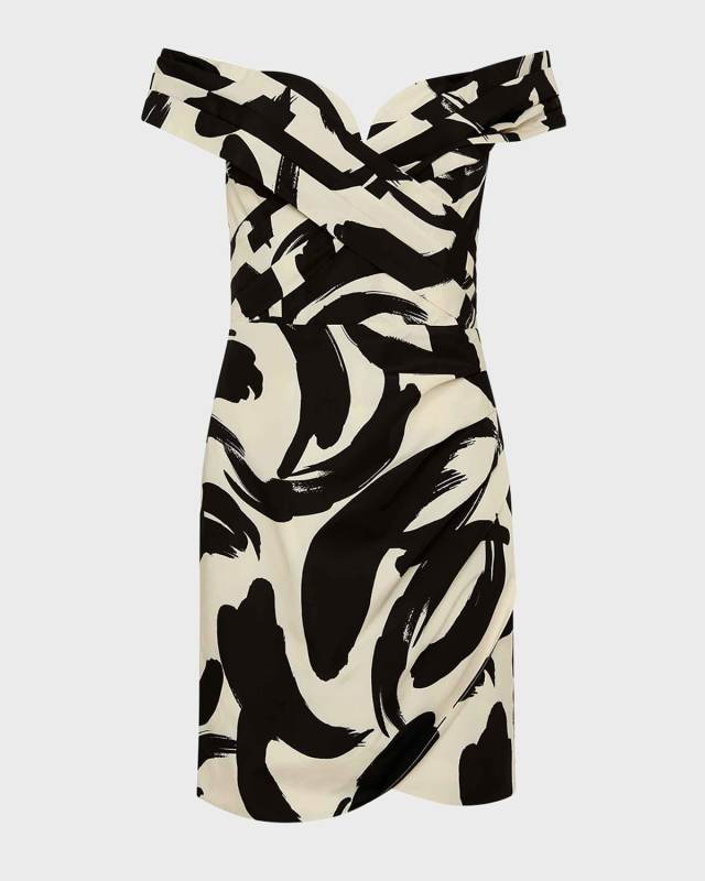 Pompidou Pleated Off-Shoulder Mini Dress