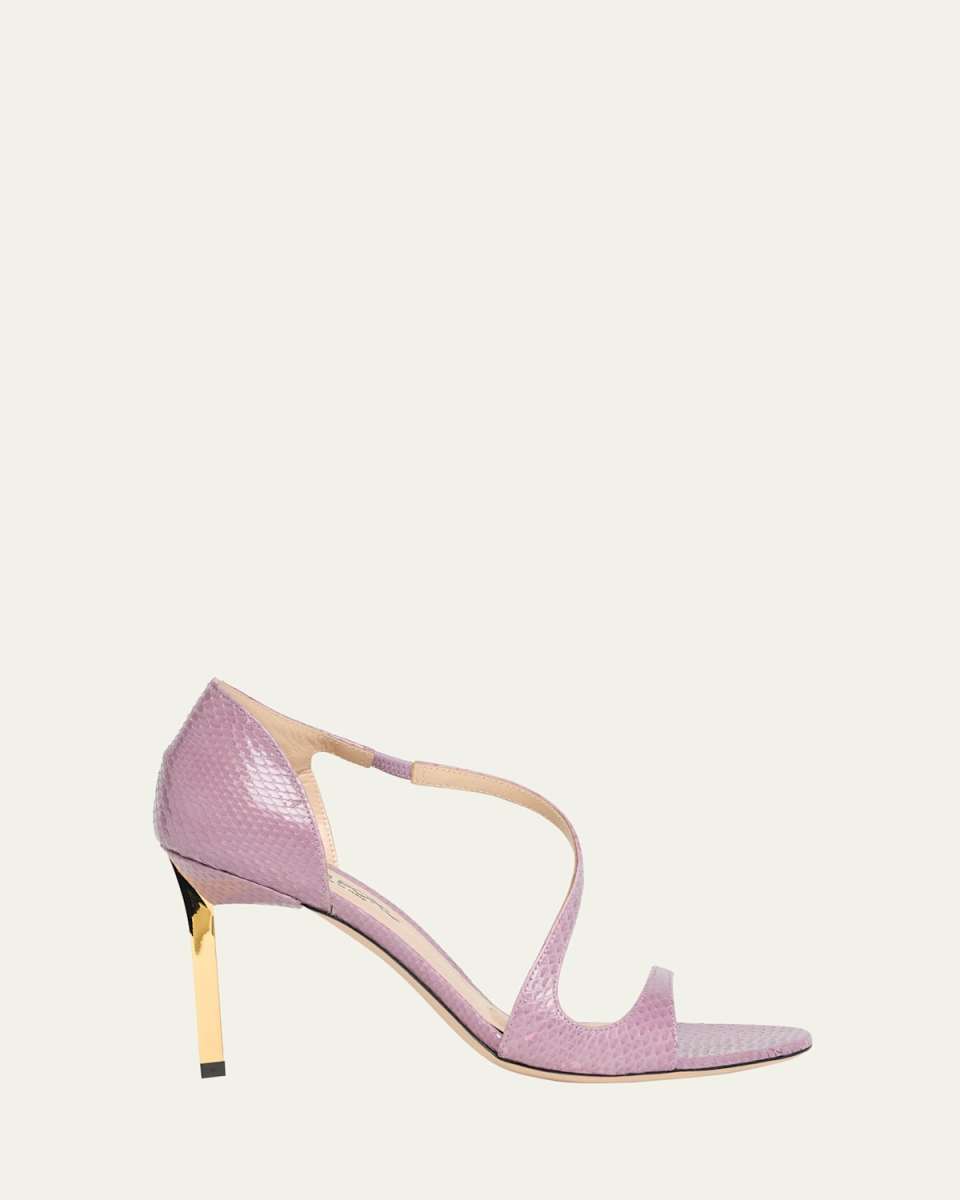 Asymmetrical Snake-Embossed Stiletto Pumps