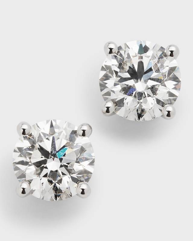 Lab Grown Diamond 18K White Gold Round Stud Earrings
