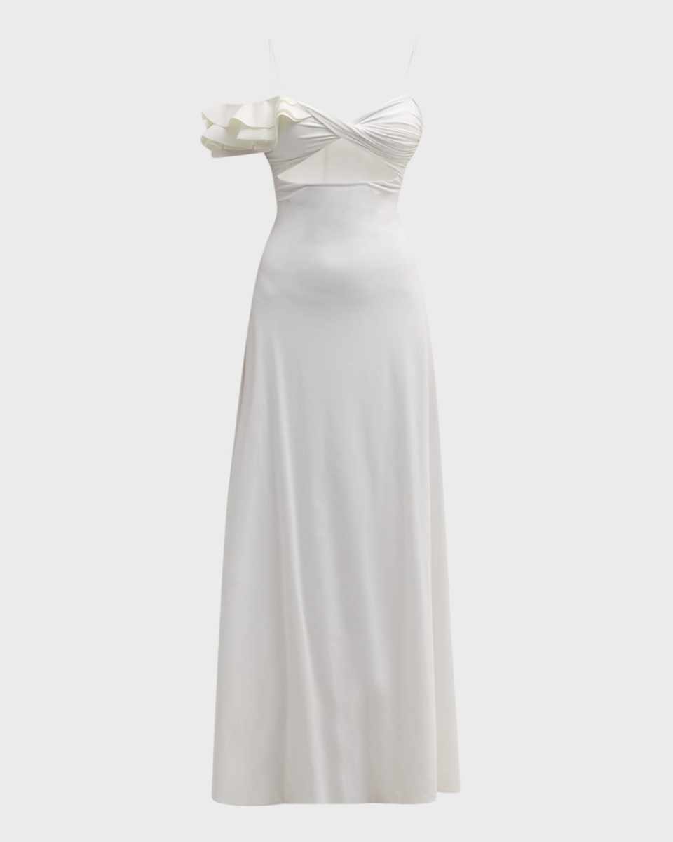 Cavalieri Ruffle-Shoulder Maxi Dress