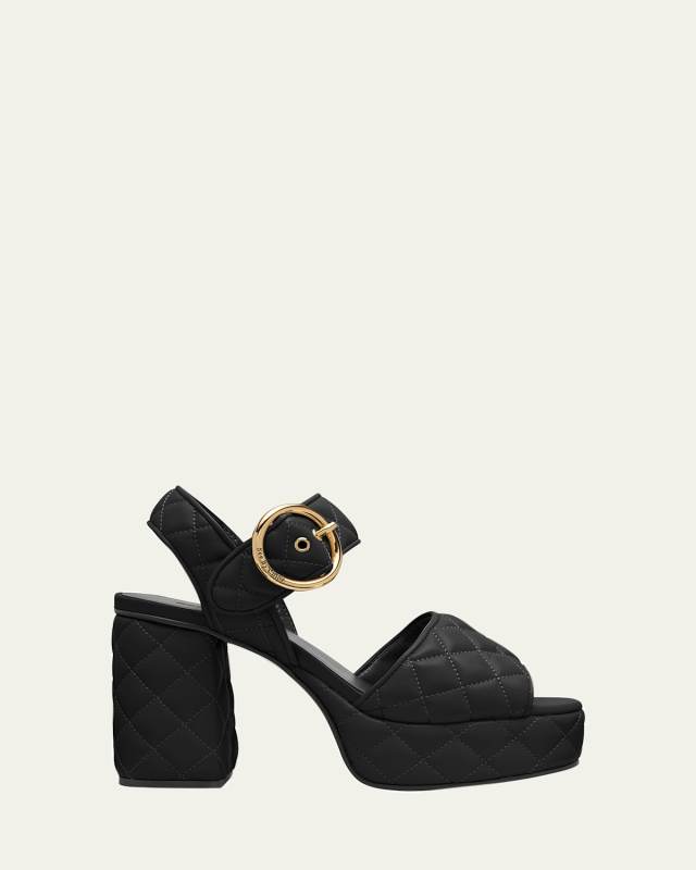 Jodie Quilted Ankle-Strap Platform Sandals