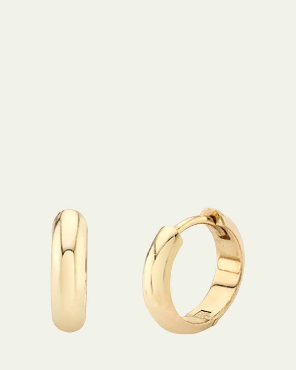 18K Yellow Gold Basic Chubby Huggie Earrings, 10mm