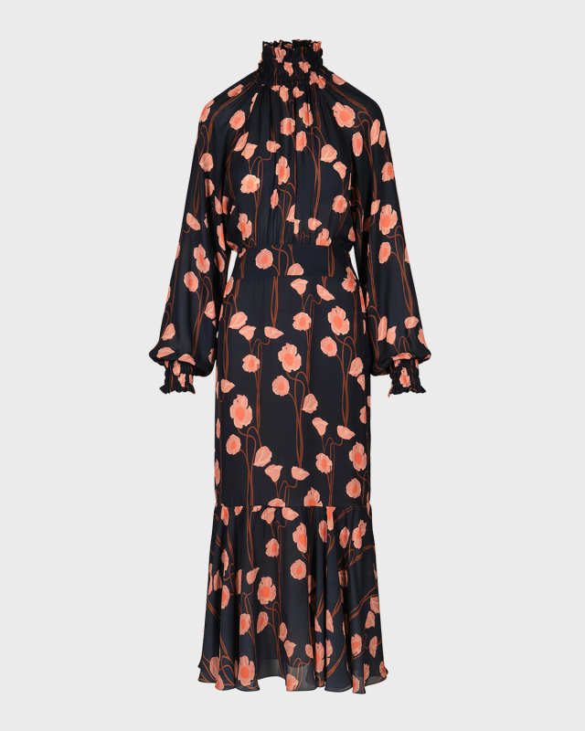 Sublime Floral-Print Long-Sleeve Ankle Dress