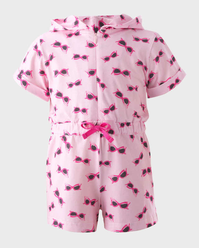 Girl's Sunglasses Short-Sleeve Hooded Playsuit, Size 2-