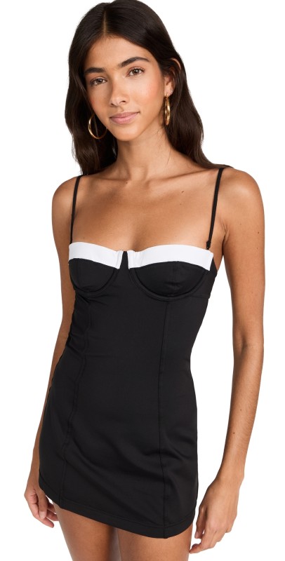 STAUD Maeve Swim Dress Black/White
