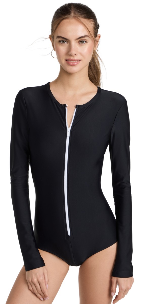 Cover Long Sleeve Rash Guard Swimsuit Black
