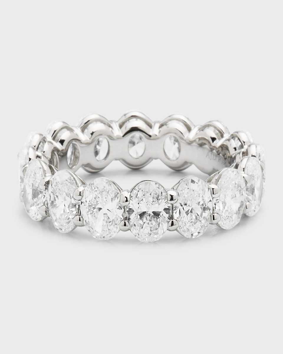 Platinum Oval FG/VS Diamond Eternity Band, Size 6.75, 6.4tcw