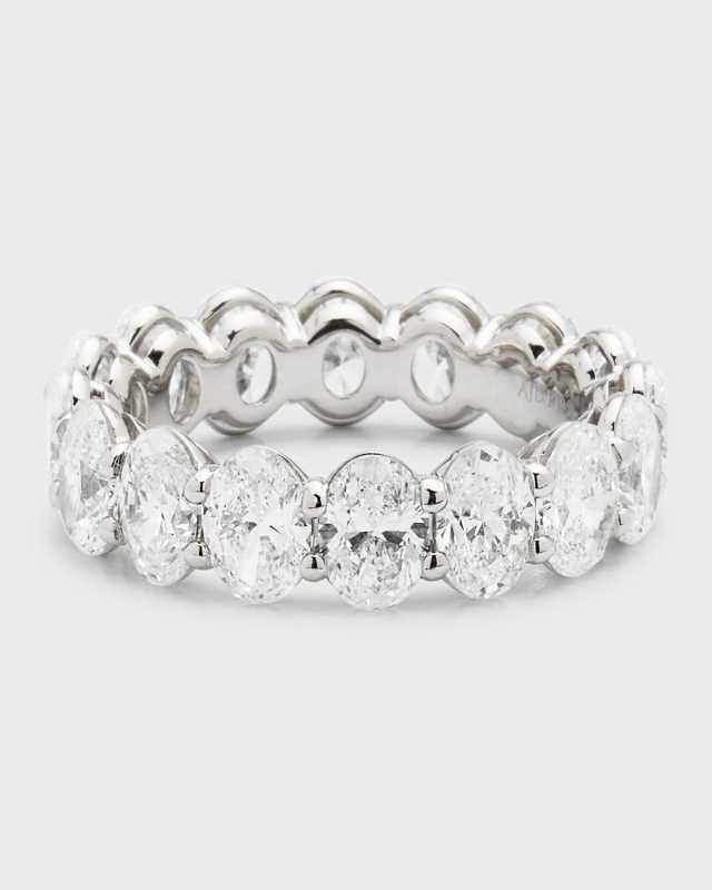 Platinum Oval FG/VS Diamond Eternity Band, Size 6.75, 6.4tcw