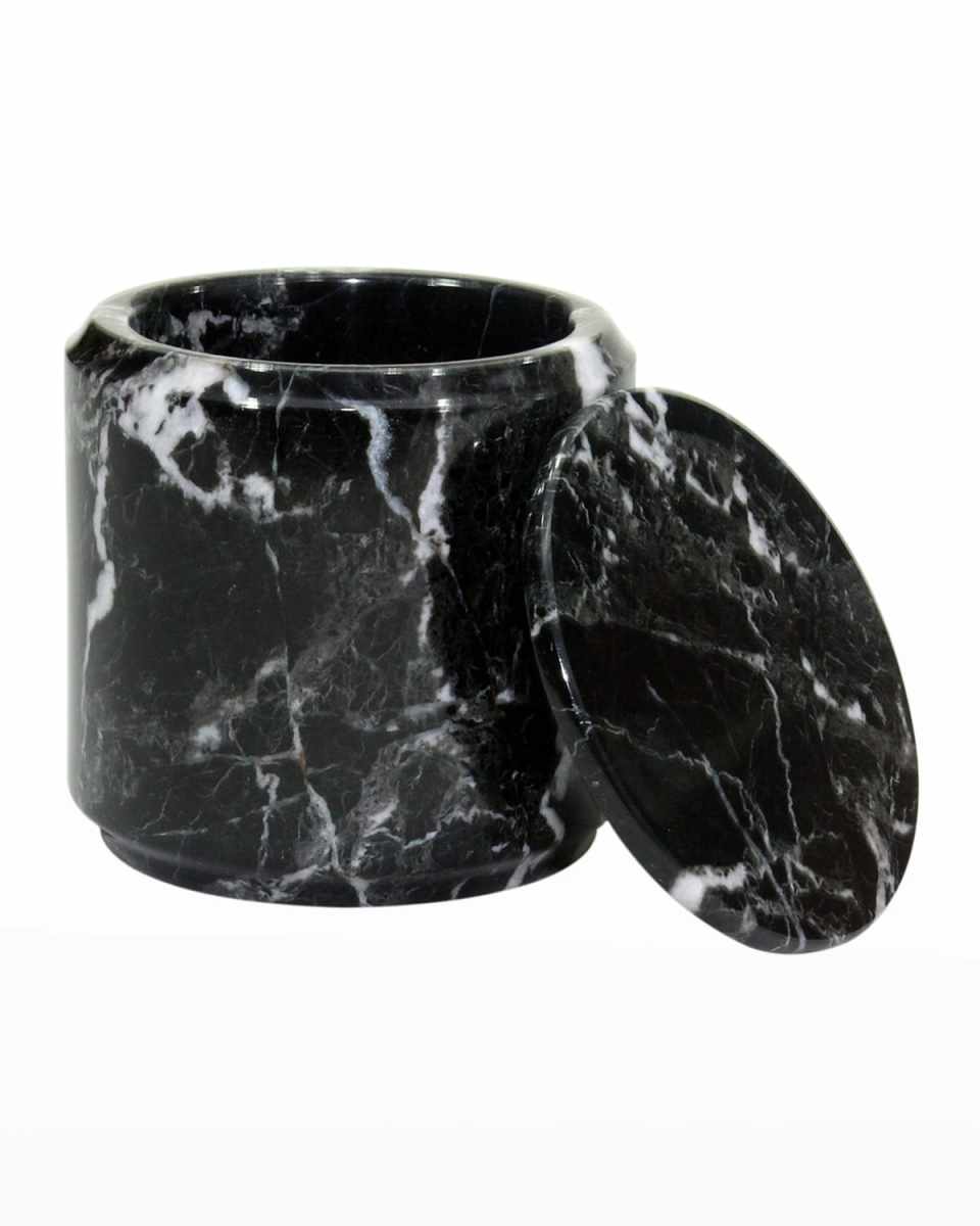 Eris Collection Black Zebra Marble Canister