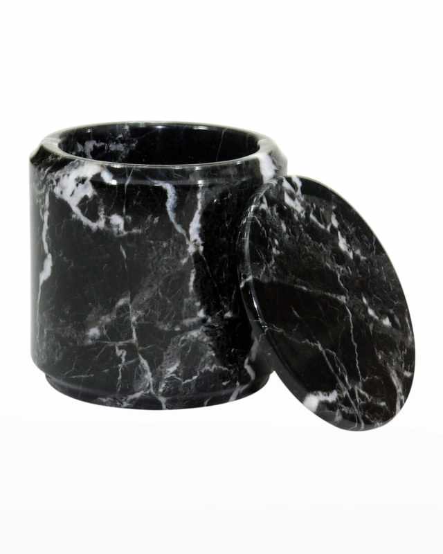 Eris Collection Black Zebra Marble Canister