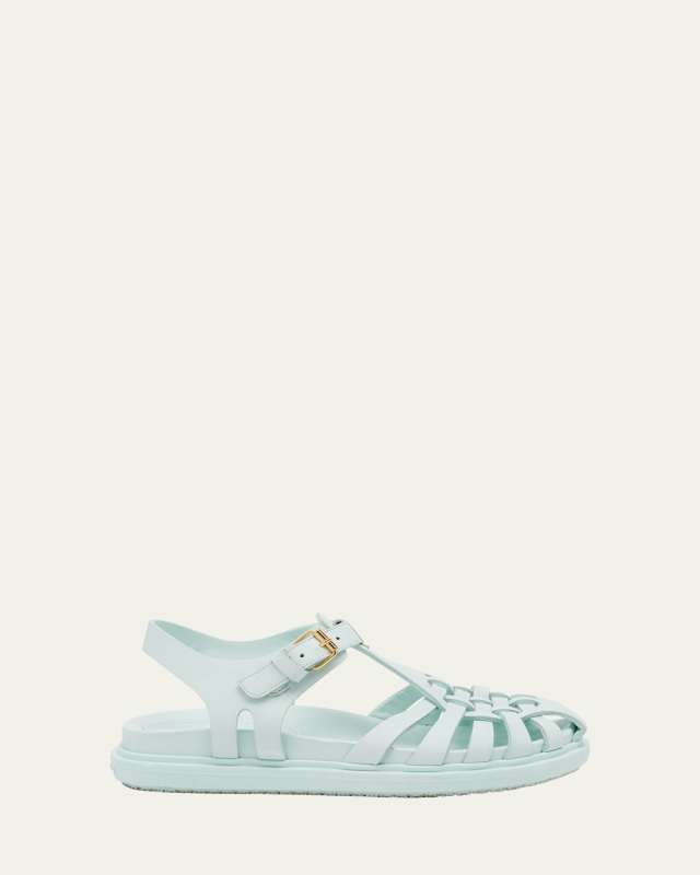 Caged Leather Flat Sandals