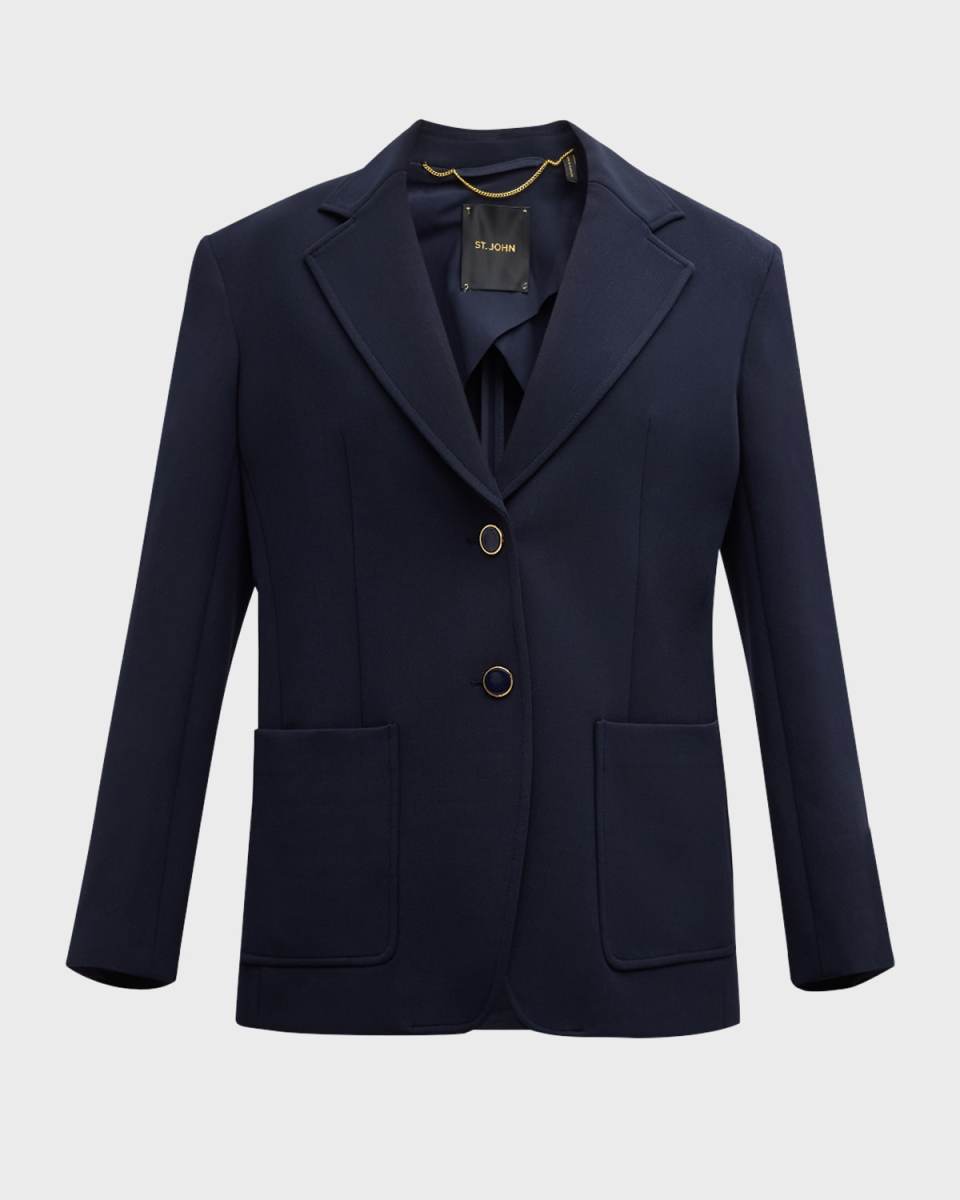 Stretch Crepe Single-Breasted Suiting Jacket